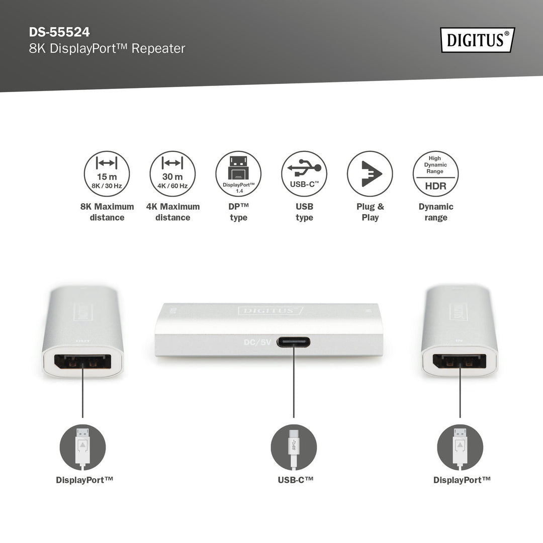Digitus 8K DisplayPort Sinyal Tekrarlayıcı (DS-55524) 6