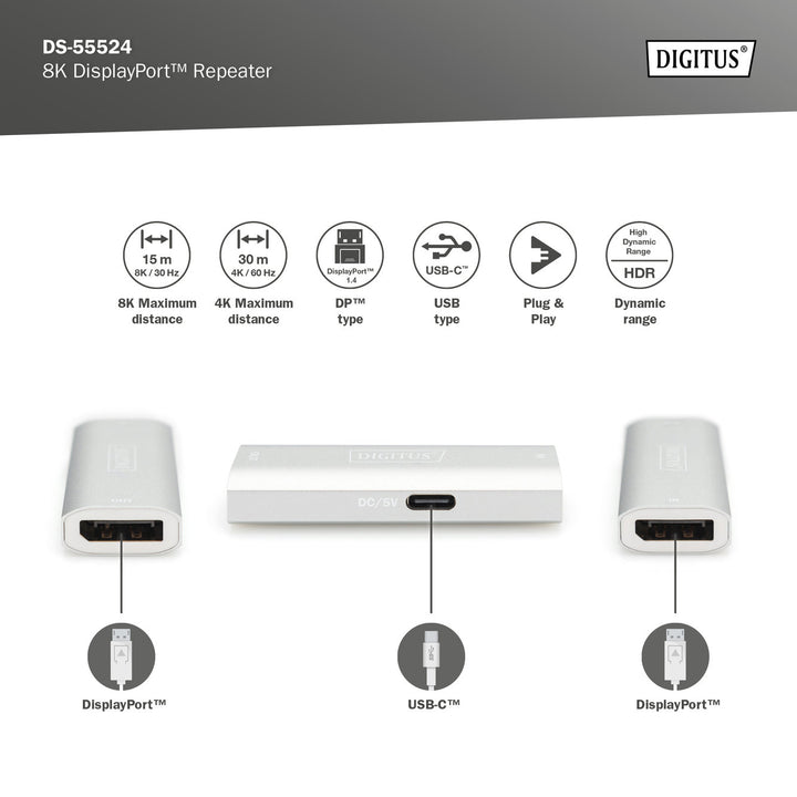 Digitus 8K DisplayPort Sinyal Tekrarlayıcı (DS-55524) 6