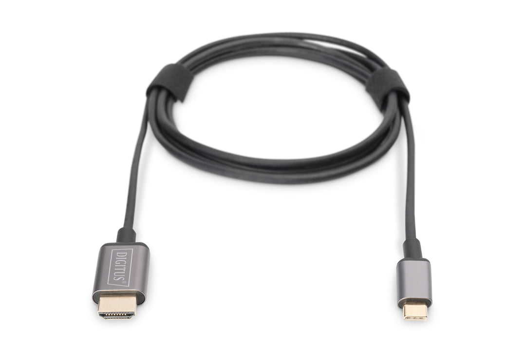 Digitus USB-C HDMI Görüntü Adaptör Kablosu, UHD 4K/30Hz, 1.8 Metre, Siyah Renk, Metal Gövde (DA-70821)