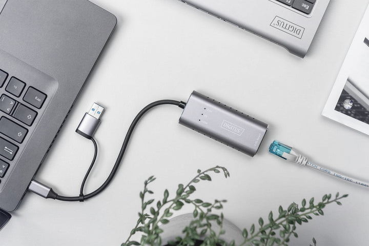 Digitus USB Tip C™ Gigabit Ethernet Adaptörü 2.5G, USB-C™ + USB-A (USB 3.1/3.0) (DN-3028) 3