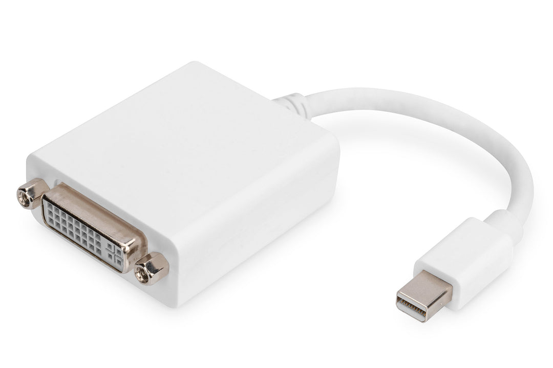 Assmann Mini DisplayPort (DP) DVI-I Adaptörü, Kablolu, Mini DP Erkek - DVI-I (24+5) Dişi, 0.15 Metre, DP 1.1a Uyumlu, DP 1.2 Uyumlu, 2x Zırhlı, UL, CE, Nikel Kaplama, Beyaz Renk (AK-340406-001-W)