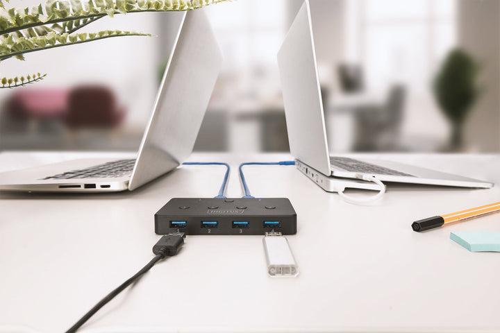 Digitus USB Arayüzüne Sahip Cihazları Paylaştıran Switch, USB 3.0, 2 PC, 4 USB Cihaz, Düğme İle Geçiş, Güç Adaptörü Gerektirmez (DA-73301) 6