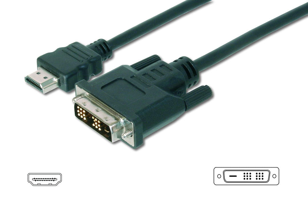 Assmann HDMI DVI-D Adaptörü, HDMI Tip A Erkek - DVI-D (18+1) Erkek, 2 Metre, HDMI 1.3, UL, Siyah Renk (AK-330300-020-S)