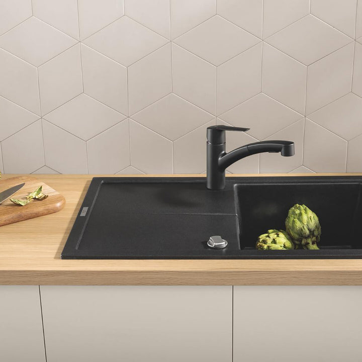 Grohe Start Siyah Spiralli Yatık Borulu Eviye Bataryası 3