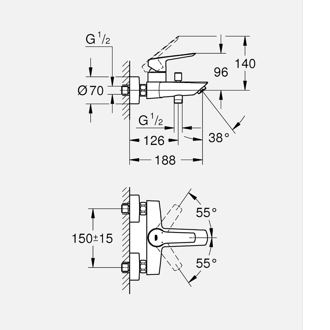 Grohe Start Siyah Banyo Bataryası 7