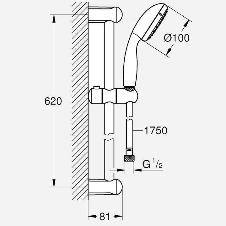 Grohe Vitalio Go 100 Shower Rail Set 1 Spray 600 mm 5