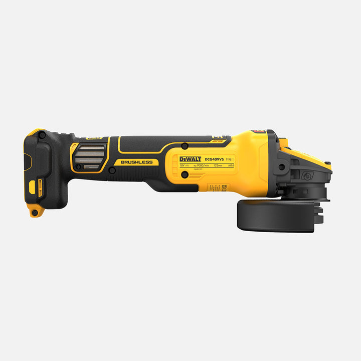 Dewalt DCG409VSNT-XJ 18V Kömürsüz Solo 125 mm Profesyonel Avuç Taşlama Makinesi (Akü ve Şarj Cihazı Dahil Değildir.) 6