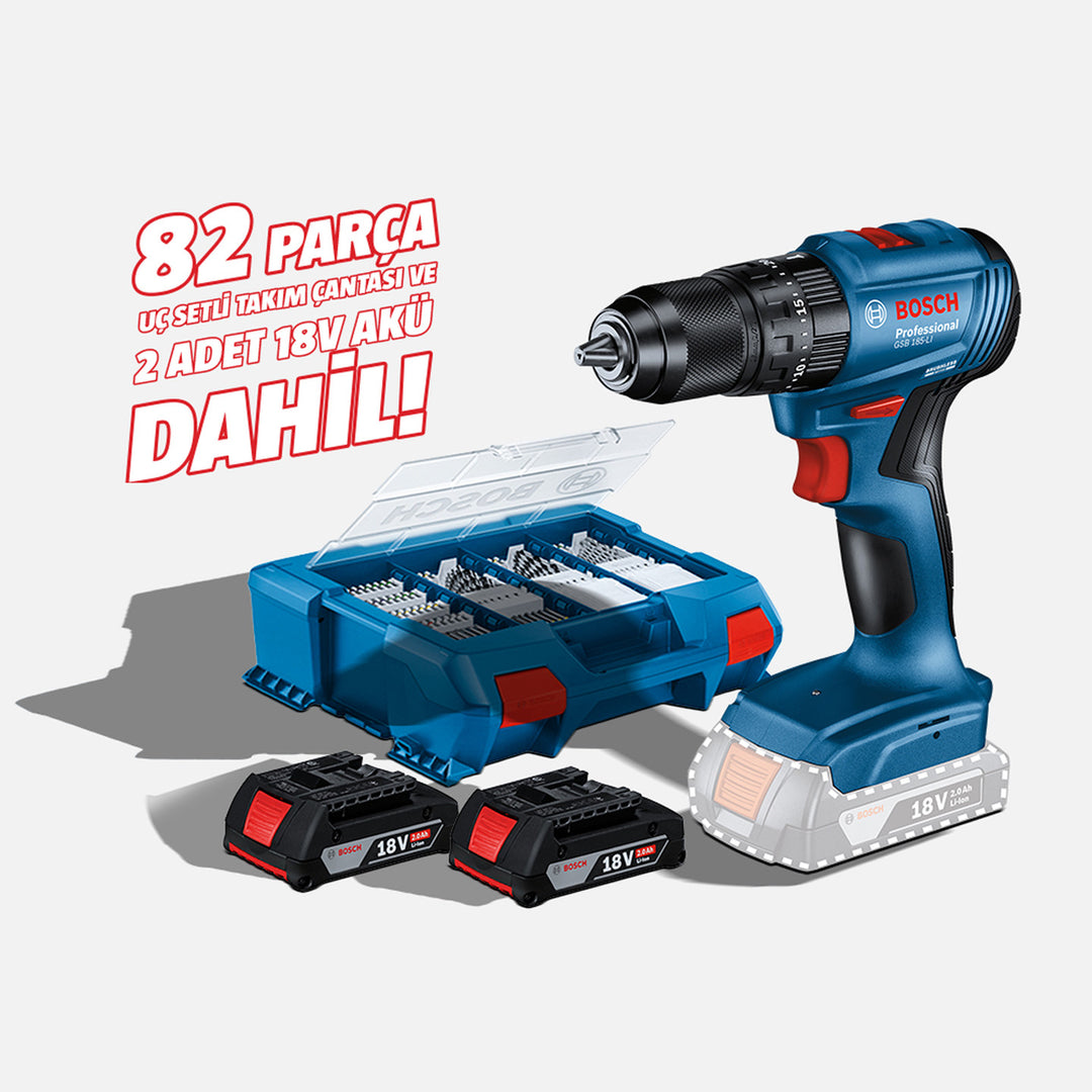 Bosch GSB 185-LI Çift Akülü Darbeli Delme Vidalama