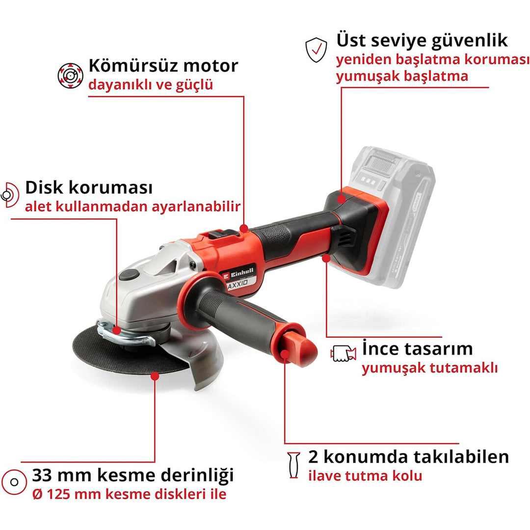 Einhell Axxio-Solo 125mm Kömürsüz Avuç Taşlama (Akü ve Şarj Cihazı Dahil Değildir.) 6