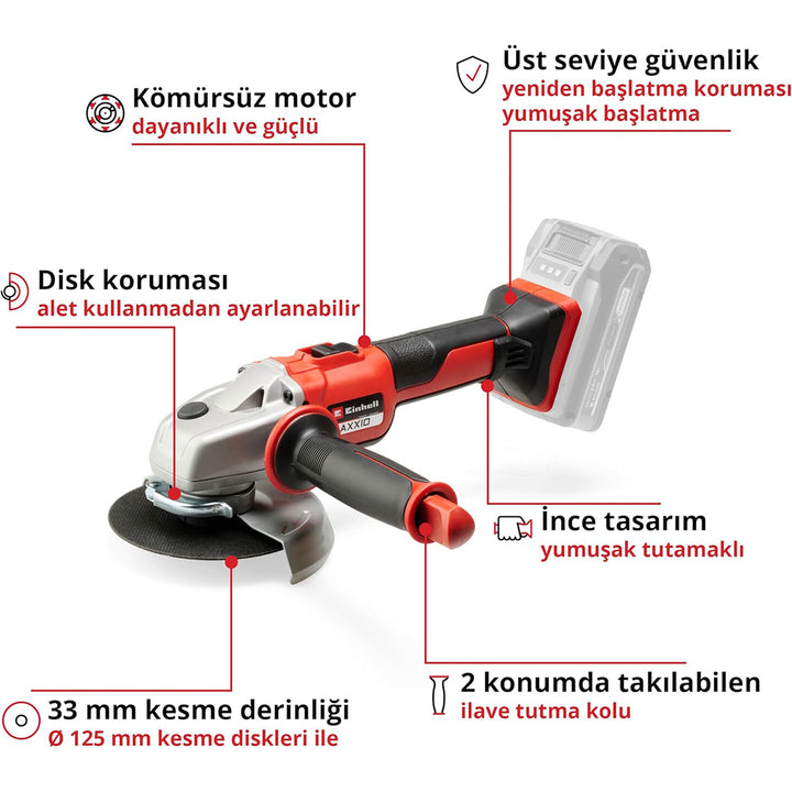 Einhell Axxio-Solo 125mm Kömürsüz Avuç Taşlama (Akü ve Şarj Cihazı Dahil Değildir.) 6