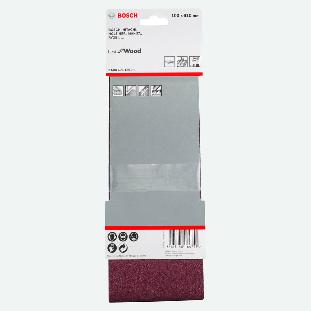 Bosch Dıy 100x610 mm K220 Deliksiz 3`lü Zımpara 2