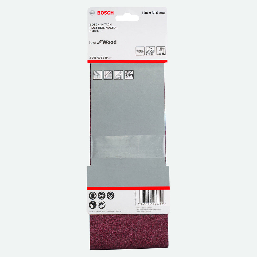 Bosch Dıy 100x610 mm K220 Deliksiz 3`lü Zımpara 2