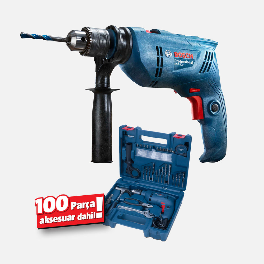 Bosch GSB 600 Profesyonel Darbeli Matkap (100 Parça Aksesuar Hediyeli) 2