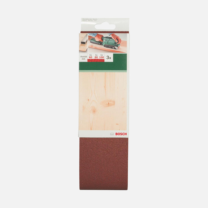 Bosch Tank Zımpara Kağıdı 3`lü Set 75x533 mm 60/80/100 2