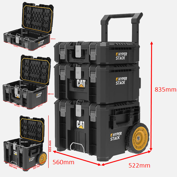 Cat DA41005 Hyper Stack Ağır Hizmet Tipi 3’Lü Tekerlekli Kilitli Takım Çantası Seti 5