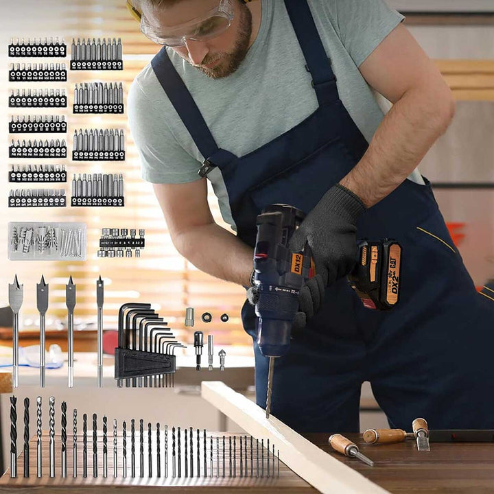 Cat DX12SET 18Volt/2.0Ah Li-ion Çift Akülü Kömürsüz Profesyonel Şarjlı Darbeli Matkap (201 Parça Delme/Vidalama Uç Seti Hediye) 8