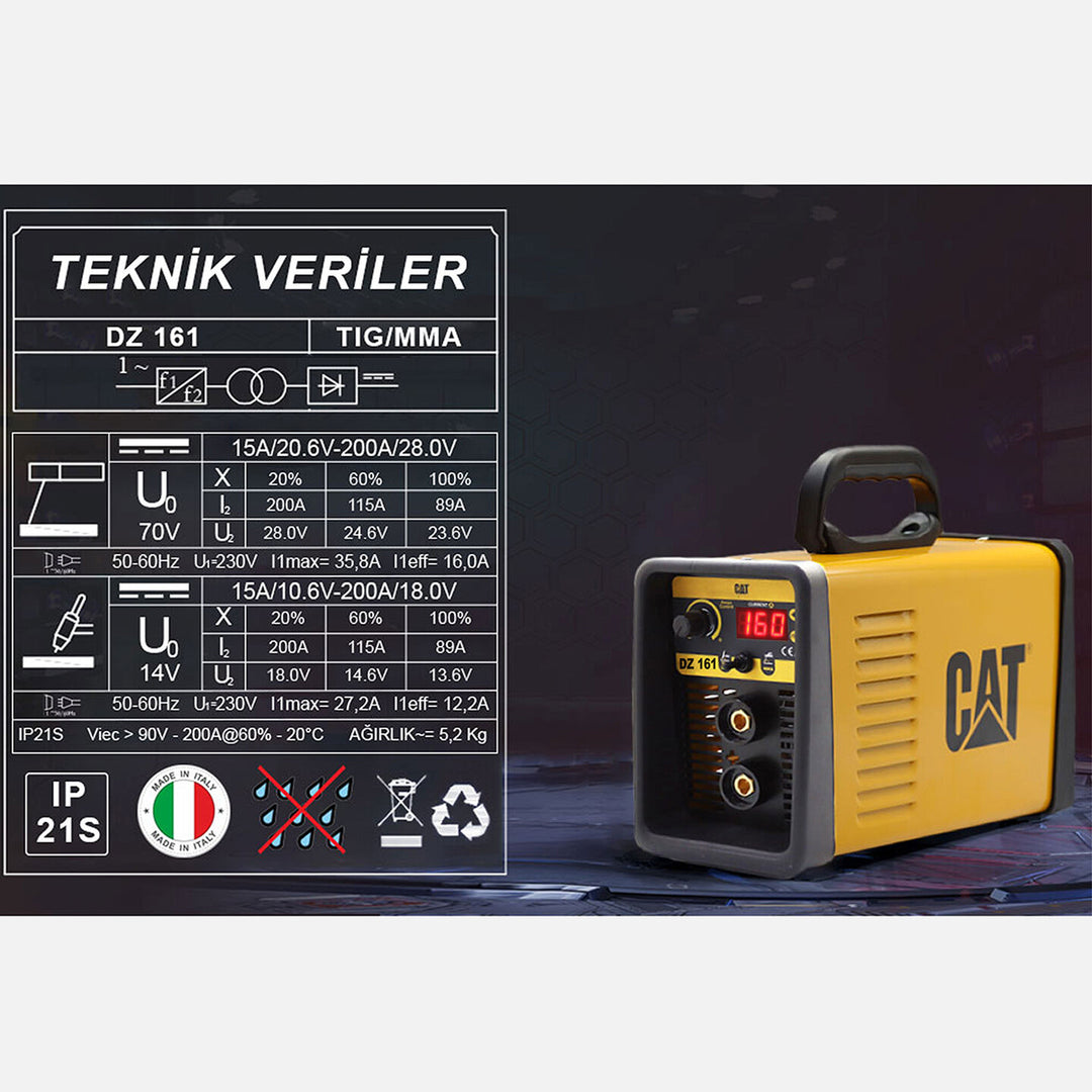 Cat DZ161 160 Amper TIG LIFT MMA Çanta Tipi Profesyonel Dijital İnverter Kaynak Makinesi 10