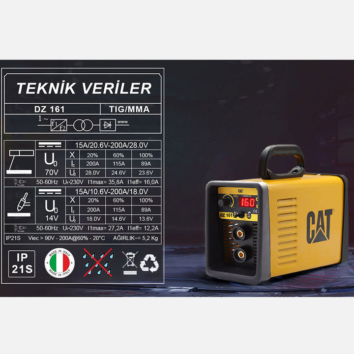 Cat DZ161 160 Amper TIG LIFT MMA Çanta Tipi Profesyonel Dijital İnverter Kaynak Makinesi 10