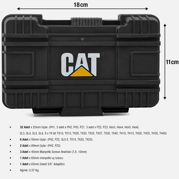 CAT DA01902 45 Parça Manganez Fosfat Alaşımlı Vidalama Uç Seti 6