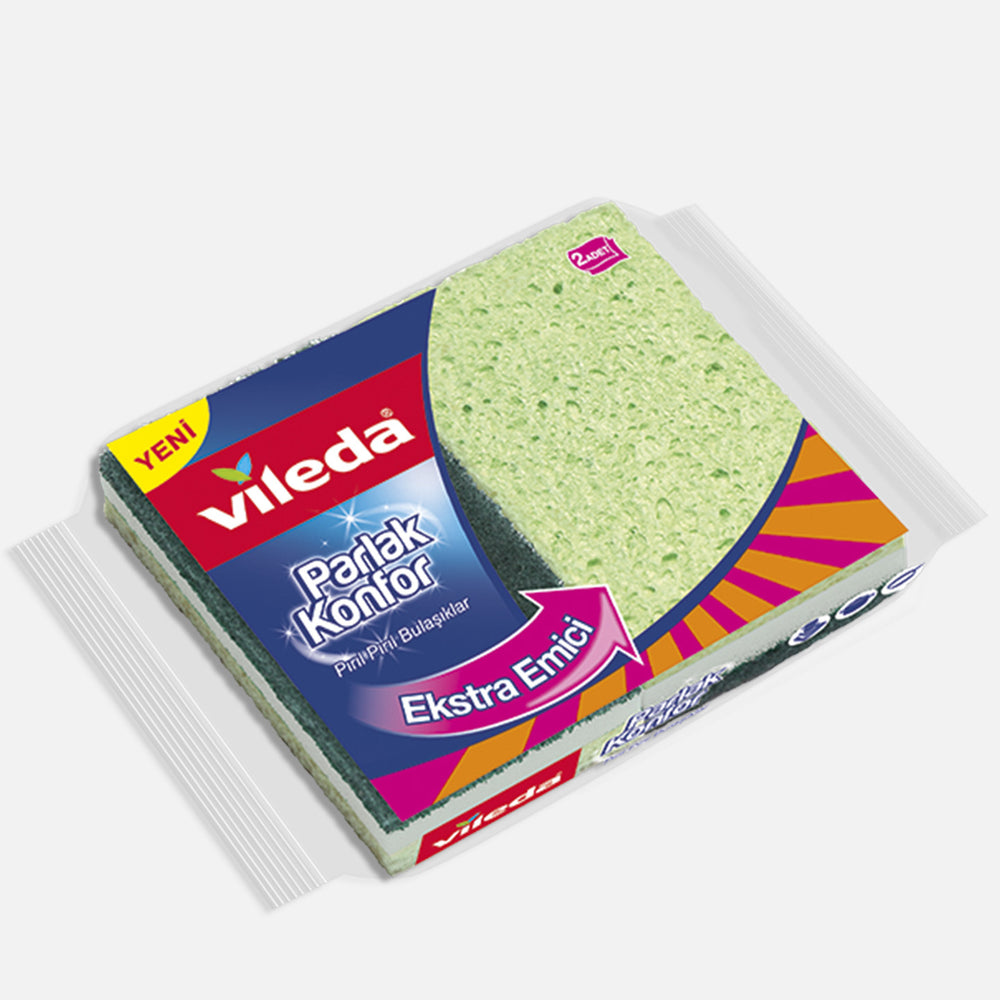 Vileda Parlak Konfor 2`li Oluklu Bulaşık Süngeri 2