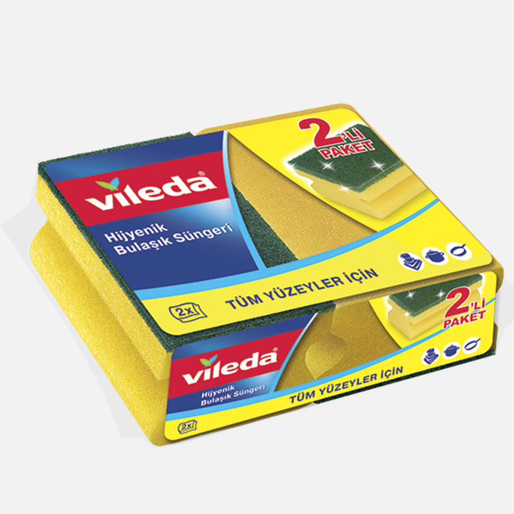 Vileda Yeşil Oluklu 2`li Dikdörtgen Bulaşık Süngeri