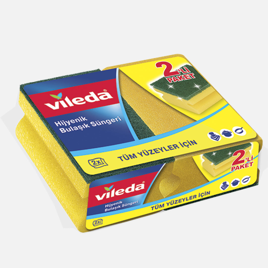 Vileda Yeşil Oluklu 2`li Dikdörtgen Bulaşık Süngeri 2