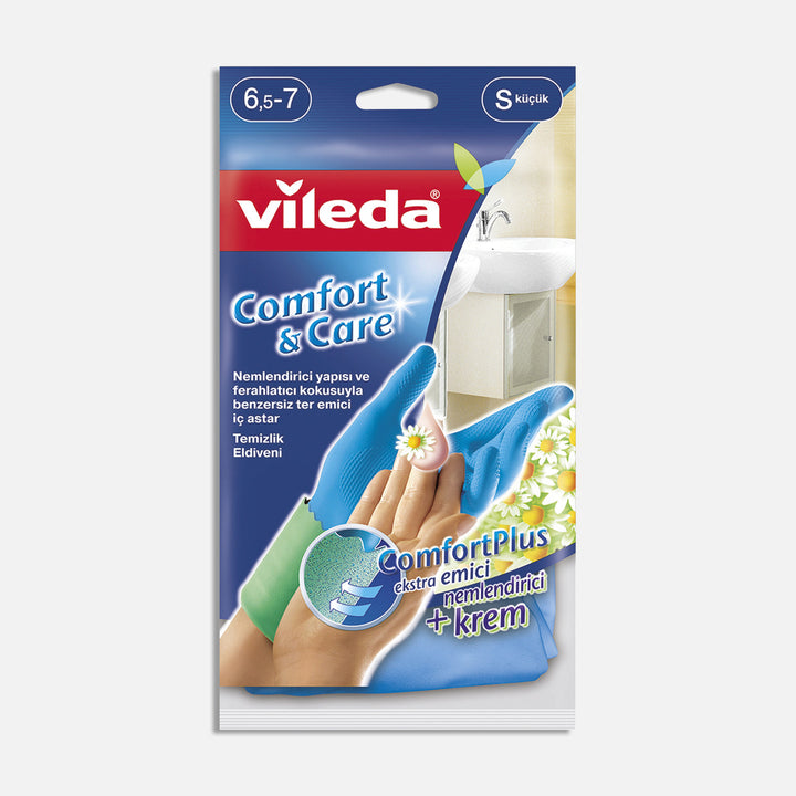 Vileda Comfort &amp; Care Tek Small Temizlik Eldiveni Mavi 3