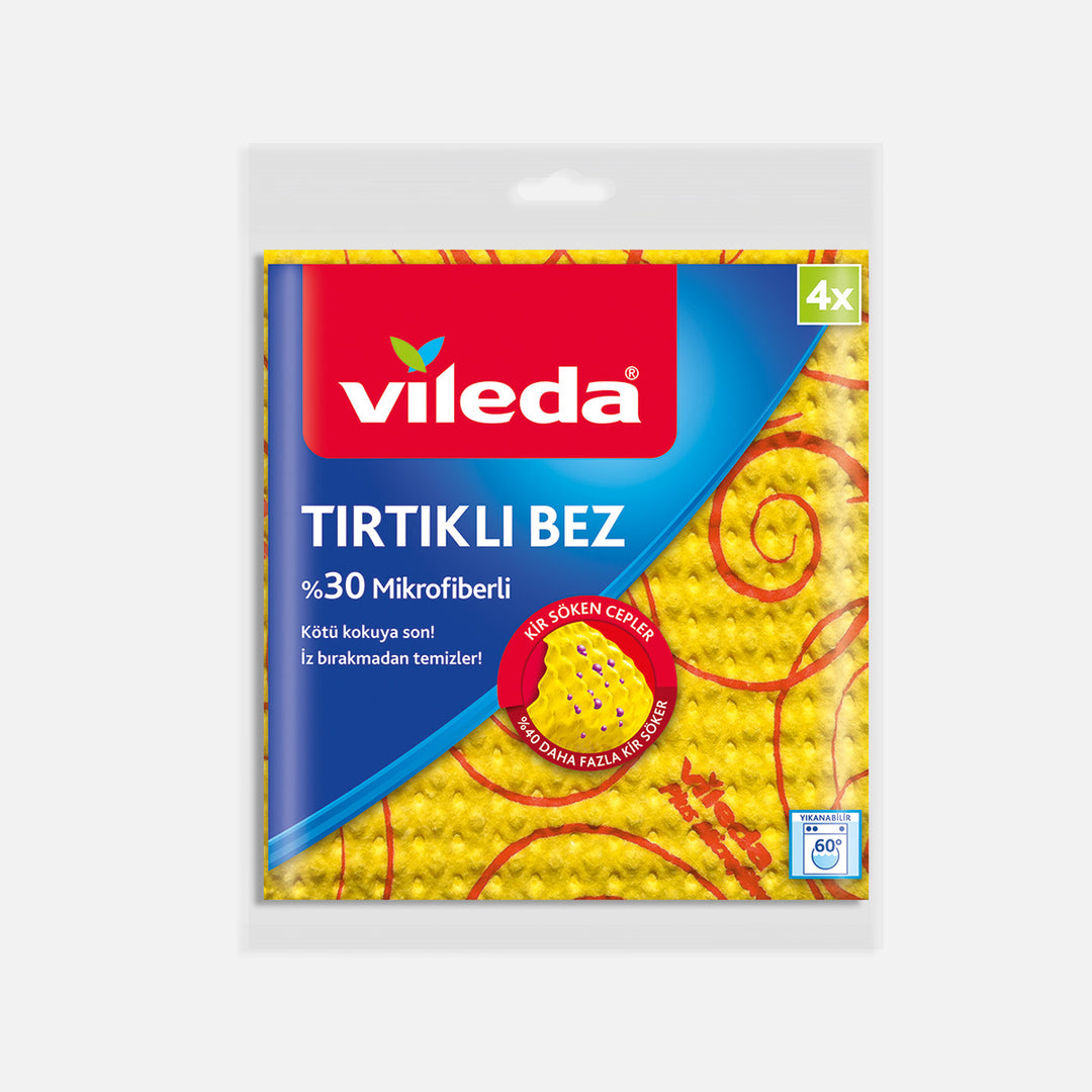 Vileda %30 Mikrofiberli Tırtıklı Bez 4`lü Paket