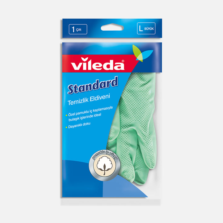 Vileda Pamuklu Tek Large Temizlik Eldiveni Yeşil 3