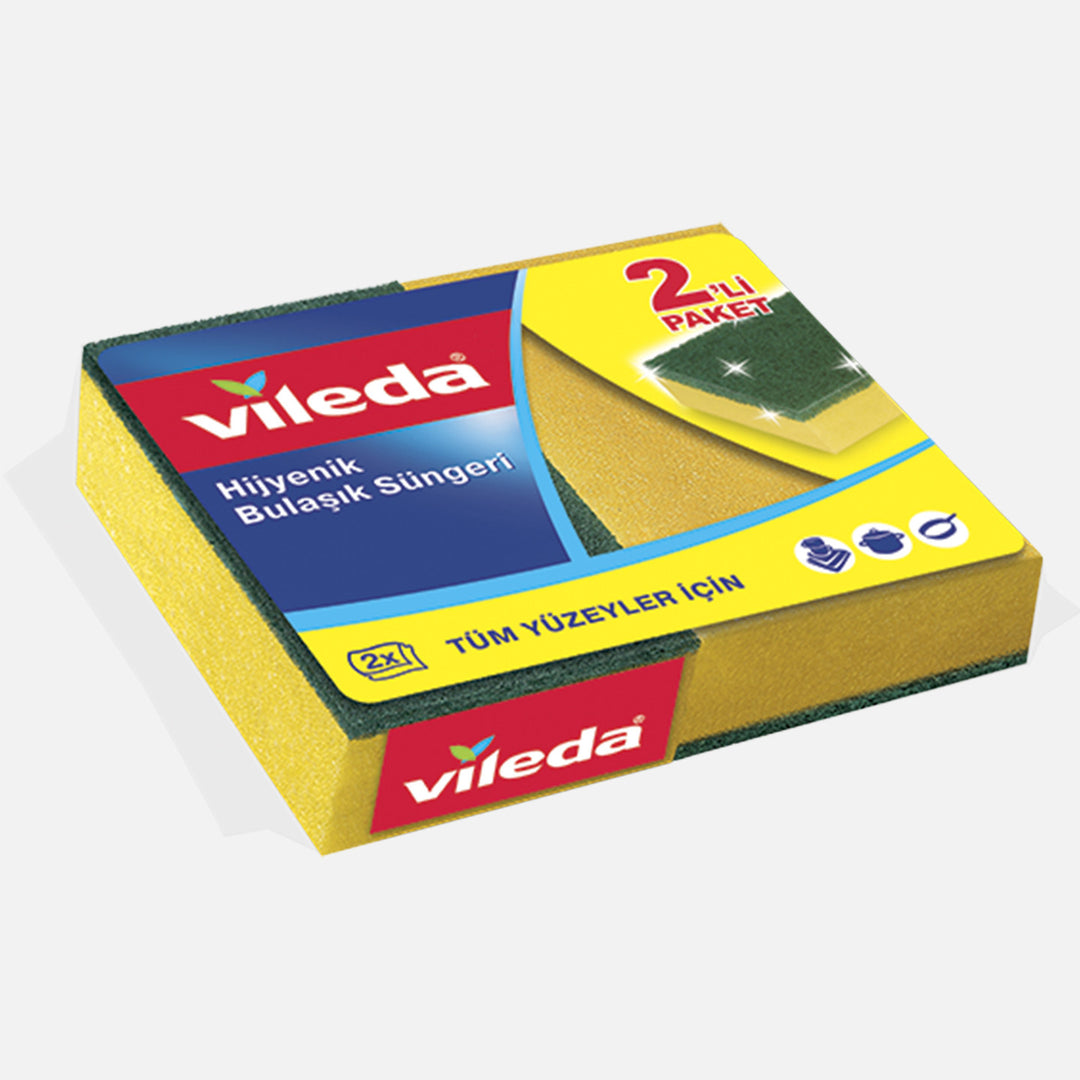 Vileda Yeşil Düz 2`li Dikdörtgen Bulaşık Süngeri 2