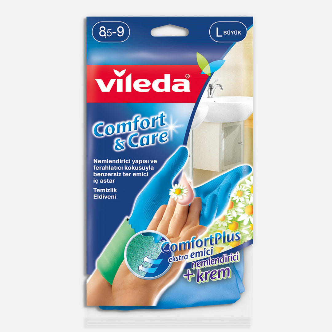 Vileda Comfort &amp; Care Tek Large Temizlik Eldiveni Mavi 6