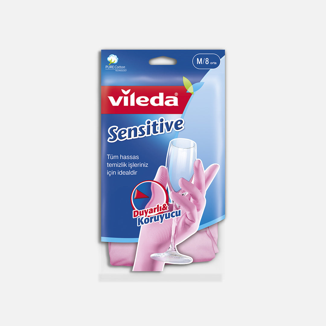 Vileda Candy Pink Sensitive Pamuklu Tek Medium Temizlik Eldiveni Pembe 3