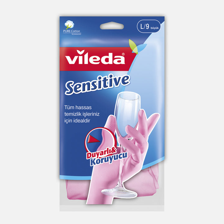 Vileda Candy Pink Sensitive Pamuklu Tek Large Temizlik Eldiveni Pembe 5