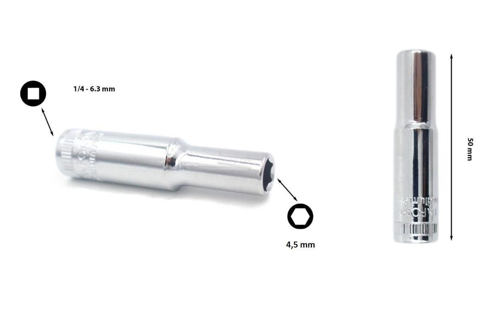 Ceta Form ¼” 4,5 mm 6 Köşe Derin Lokma Anahtar C04-H045 2