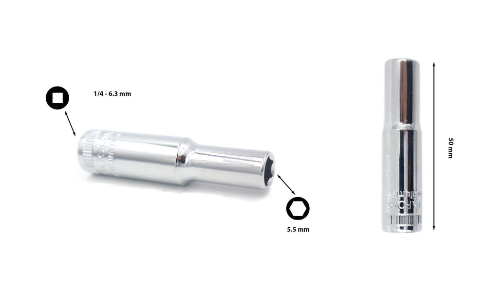 Ceta Form ¼” 5.5 mm 6 Köşe Derin Lokma Anahtar C04-H055 2