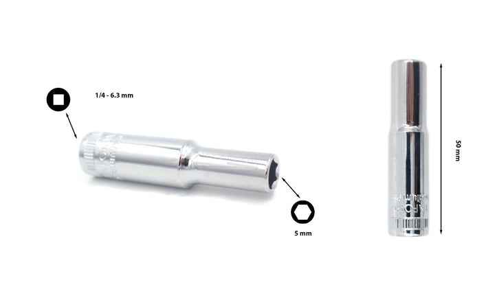 Ceta Form ¼” 5 mm 6 Köşe Derin Lokma Anahtar C04-H050 2