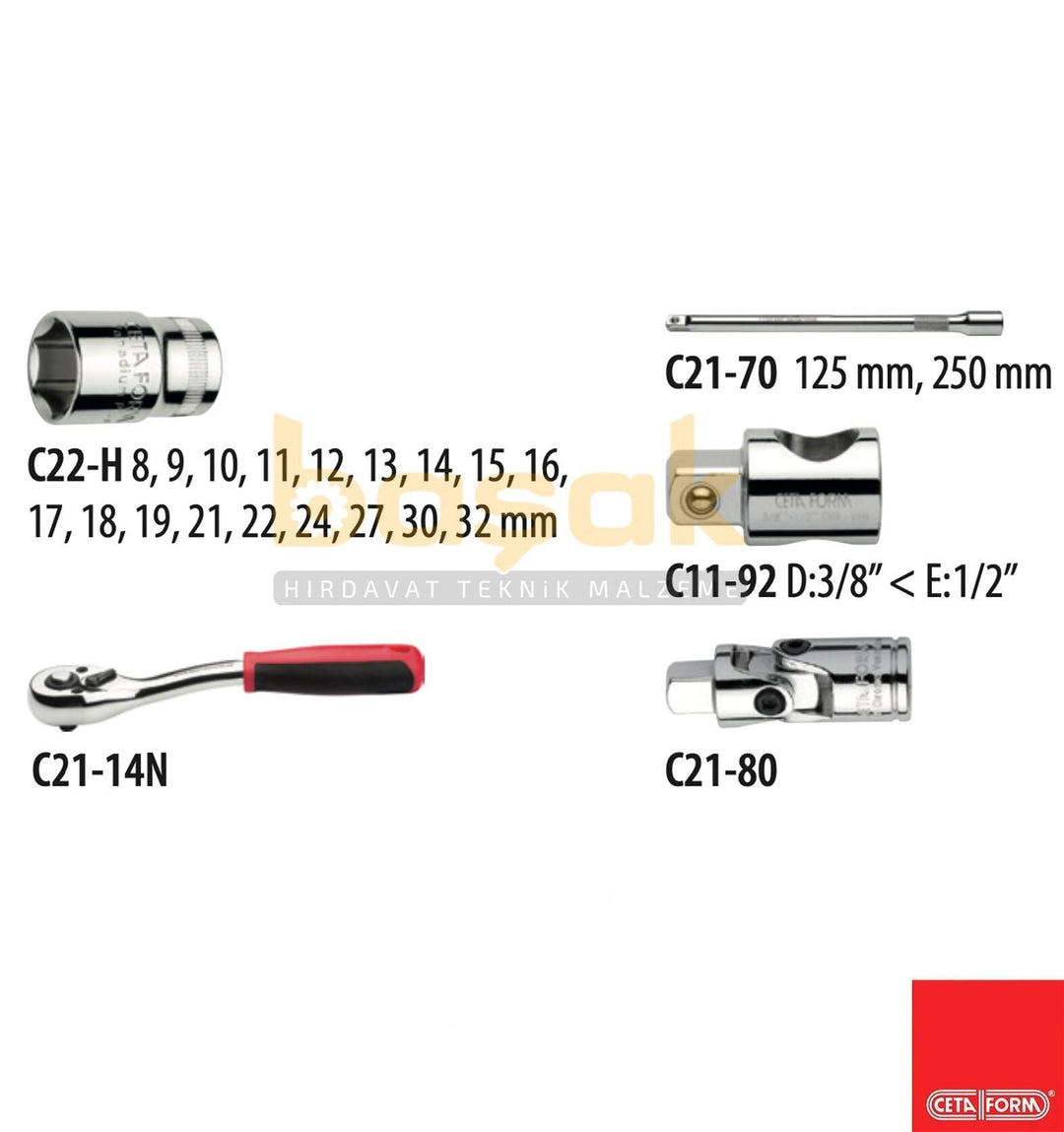 Ceta Form 23 Parça 1/2” Lokma Takımı Plastik Çantalı C20-23PH4 3