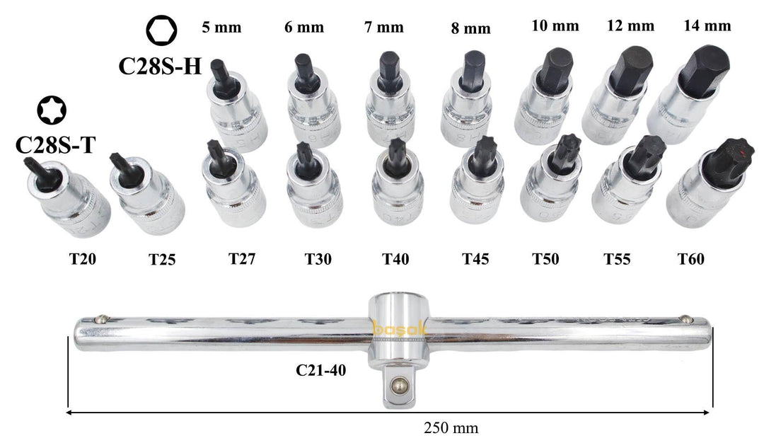 Ceta Form 17 Parça 1/2” TORX ve Lokmalı Allen Takımı C28S-17PTH 2