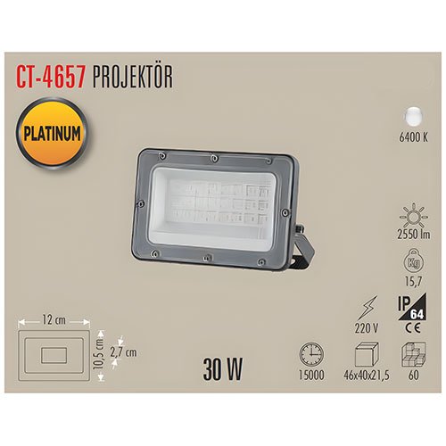 Cata Ct-4657 30W Platinum Led Projektör Beyaz 2