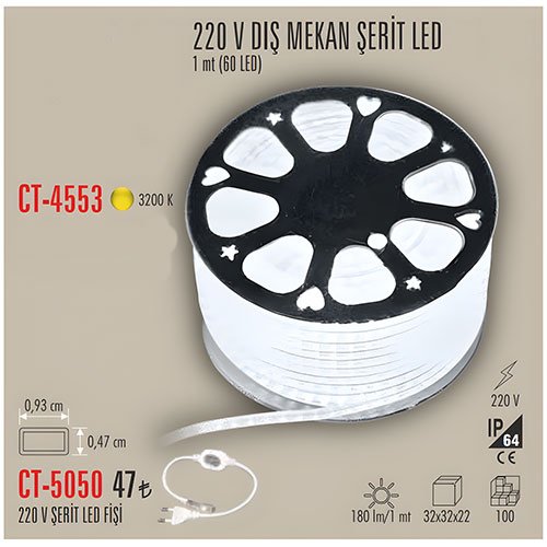 Cata Ct-4553 220V 3 Çip Şerit Led Günışığı 2