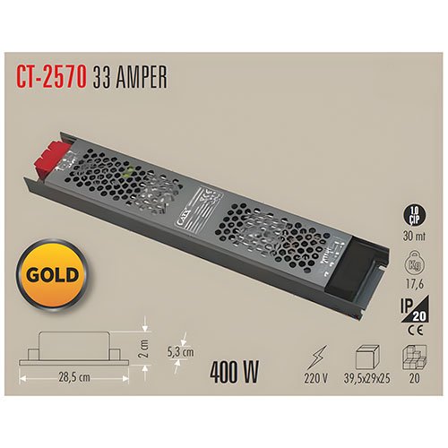 Cata Ct-2570 33 Amper Slim Led Trafosu 400 Watt 2