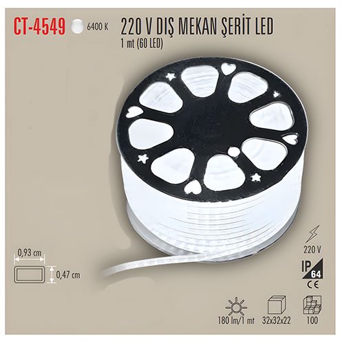 Cata Ct-4549 3 Çip 220V Dış Mekan Şerit Led / Beyaz 2