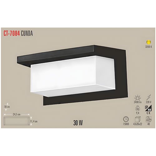Cata Ct-7084 30W Cunda Led Aplik Dış Mekan Günışığı 3200K 2