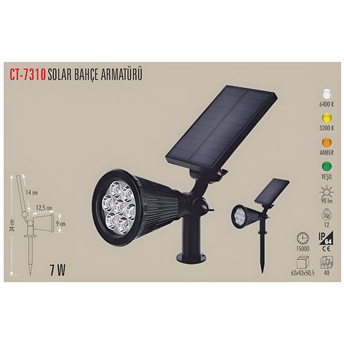 Cata Ct-7310 Solar Bahçe Armatürü 7W / Yeşil 3