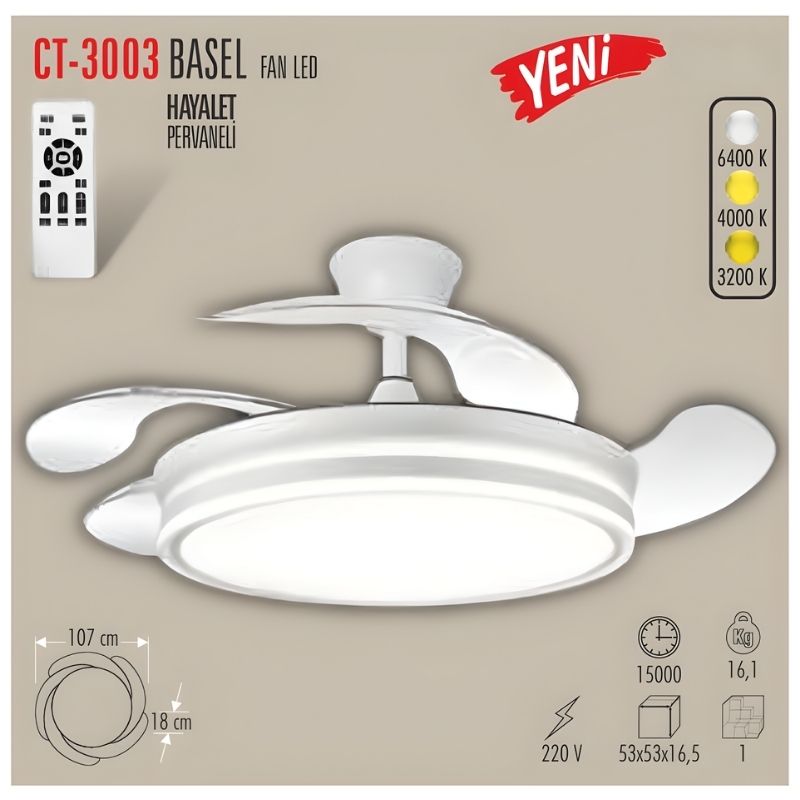 Cata Ct-3003 Basel Ledli Tavan Vantilatörü 2