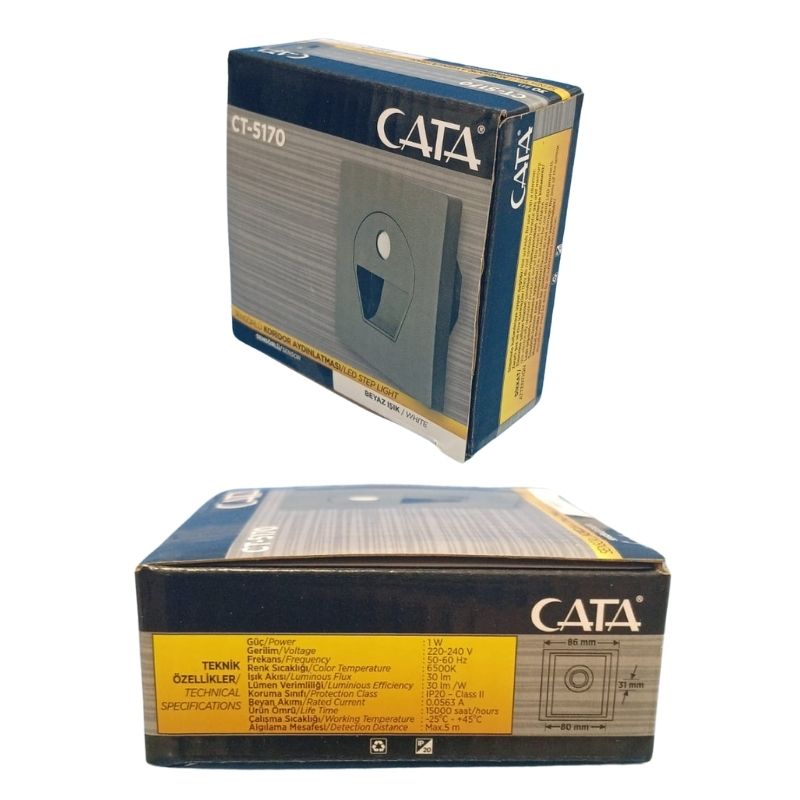 Cata Ct-5170 1W Sensörlü Ledli Koridor Armatür Siyah Kasa - Beyaz 3