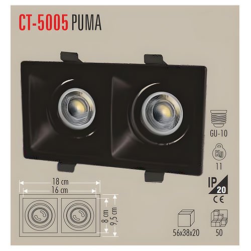 Cata Ct-5005 Puma 2Li Kare Spot - Siyah Kasa 2