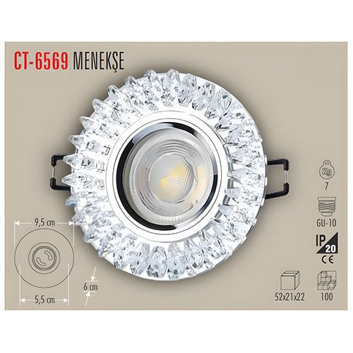 Cata Ct-6569 Menekşe Dekoratif Cam Spot 2