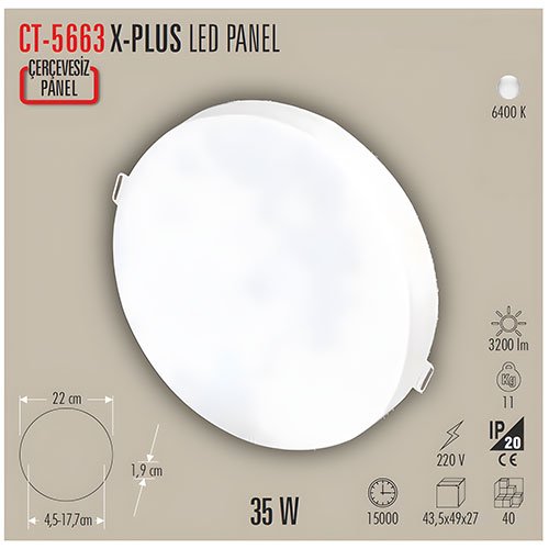 Cata Ct-5663 35W XPlus Led Panel Armatür Beyaz 2