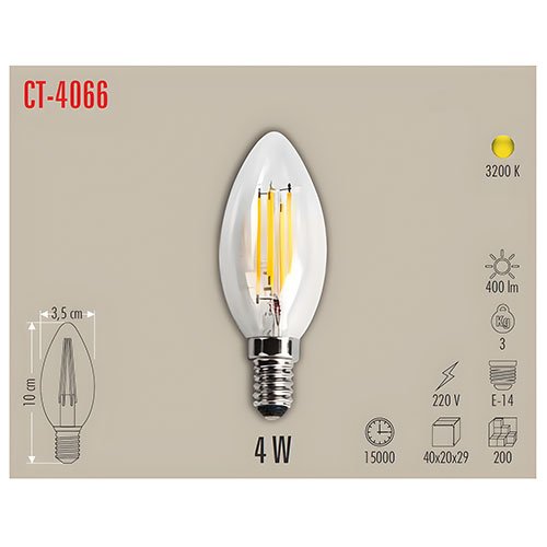 Cata Ct-4066 4W Led Flament Buji Ampul - Günışığı 2